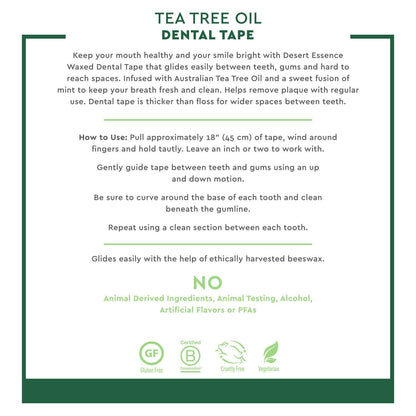Desert Essence Tea Tree Oil Dental Tape - 30 Yards, 6 Pack, Beeswax Waxed, Cruelty-Free
