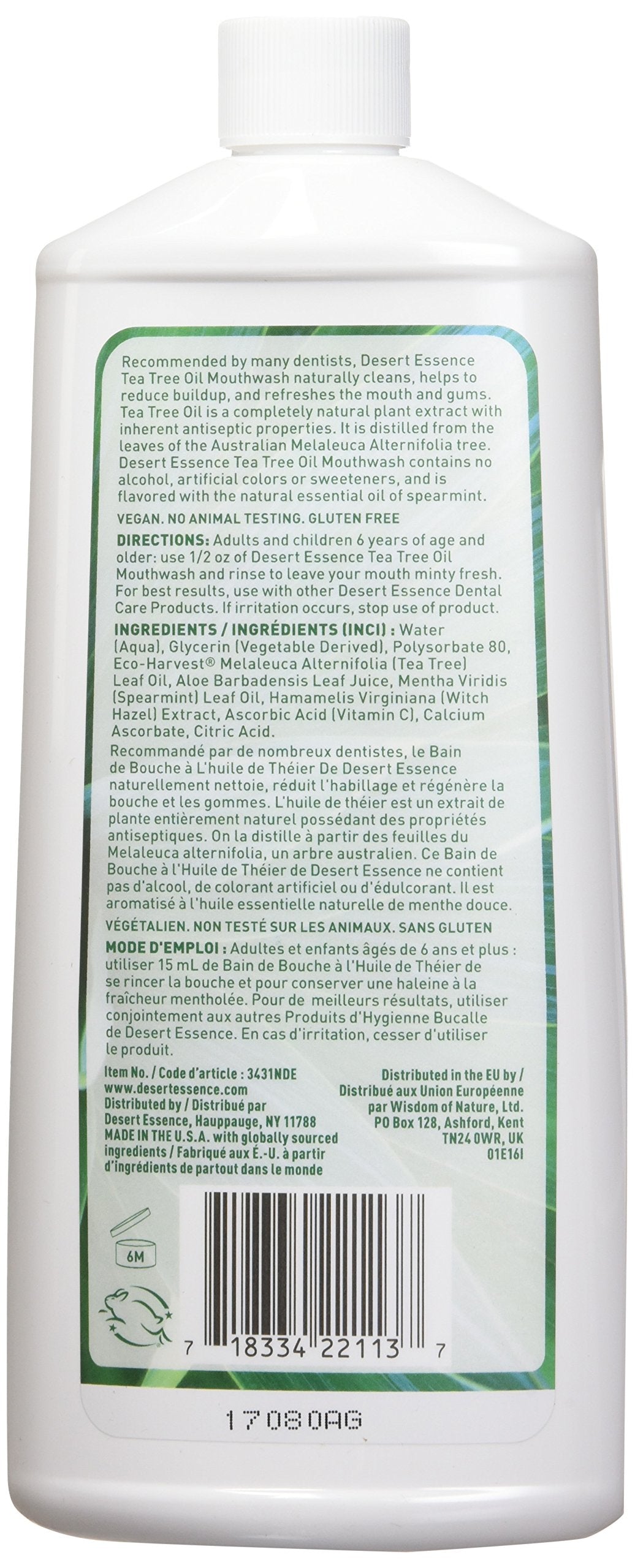 Desert Essence Tea Tree Oil Mouthwash – Spearmint 16 oz (2 Pack)