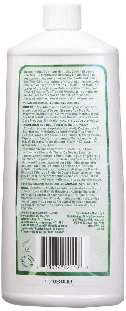 Desert Essence Tea Tree Oil Mouthwash – Spearmint 16 oz (2 Pack)