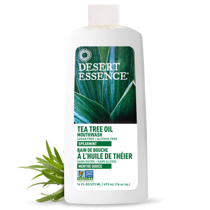 Desert Essence Tea Tree Oil Mouthwash 16 fl oz - Pack of 6 - Spearmint - Paraben Free