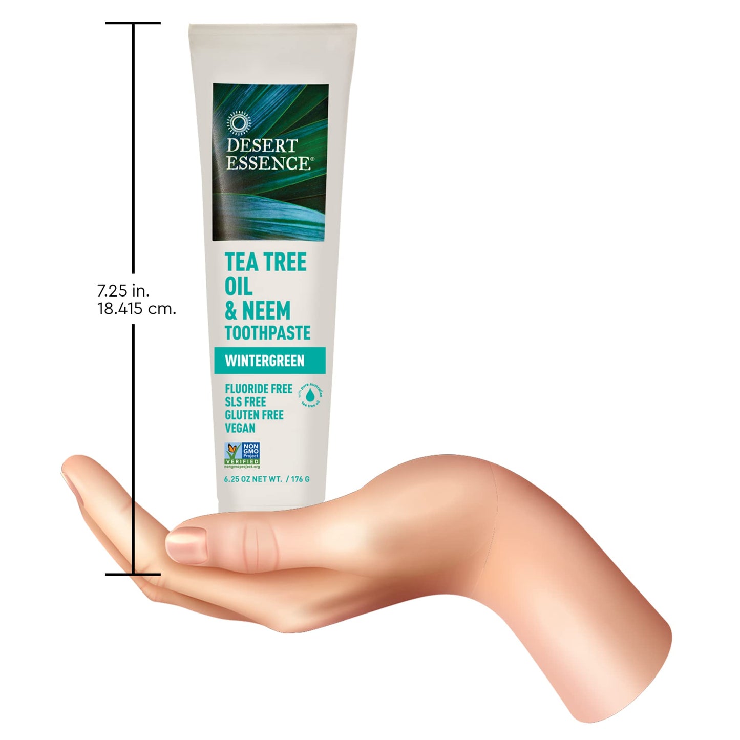 Desert Essence Tea Tree Oil & Neem Toothpaste – Wintergreen, 6.25 oz, Pack of 3