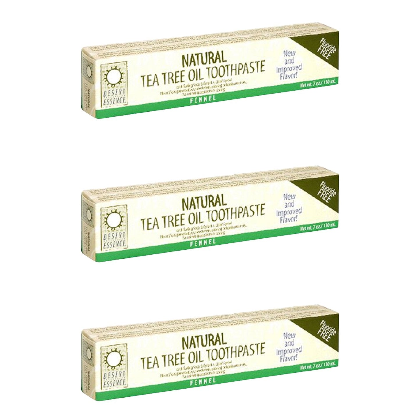 Desert Essence Tea Tree Oil Toothpaste – Fluoride Free, Fennel, Baking Soda (6.25 oz, 3-pack)
