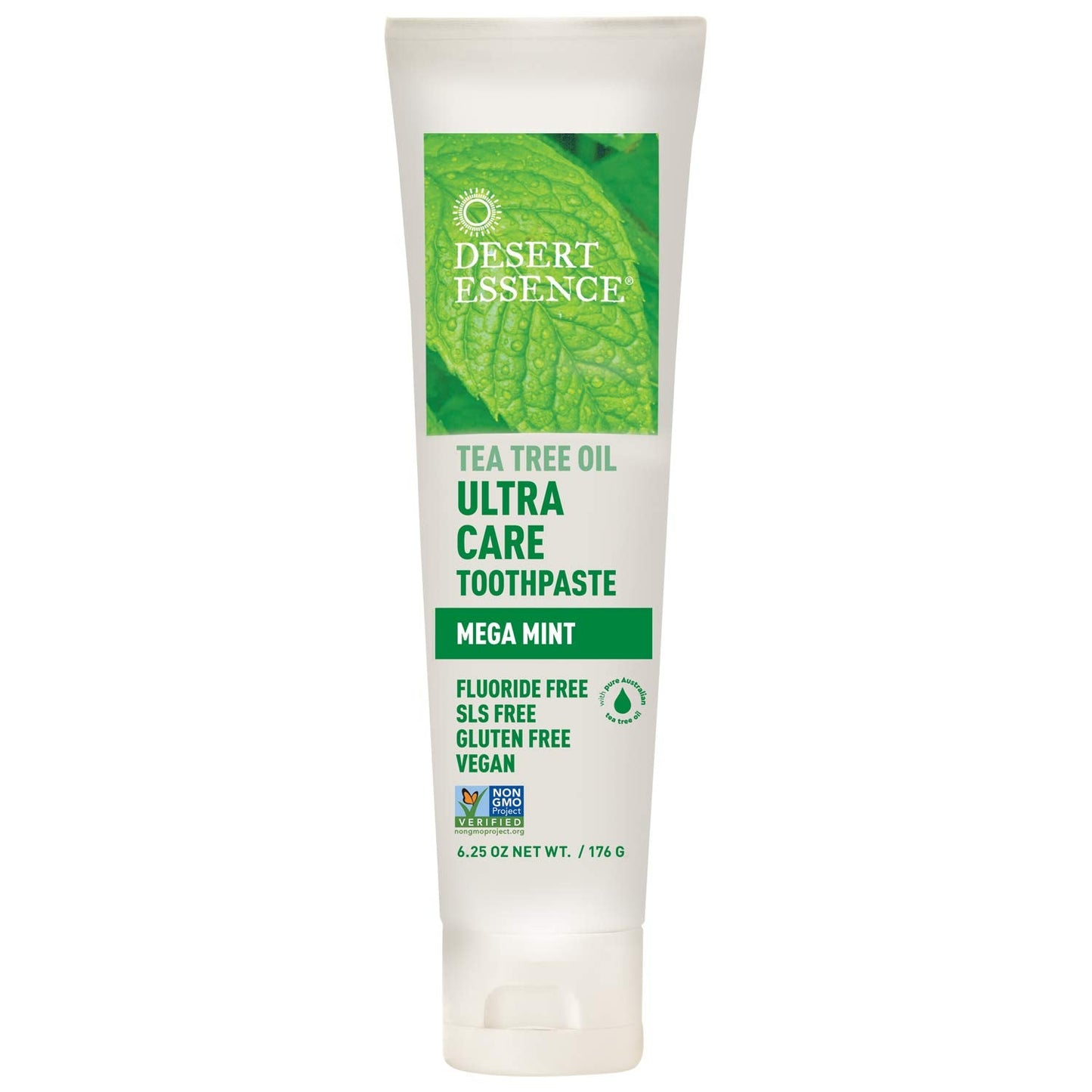Desert Essence Tea Tree Oil Ultra Care Toothpaste - Mega Mint (6.25 oz) – Soothe Gums, Reduce Plaque, Fresh Breath