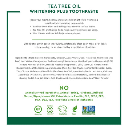 Desert Essence Tea Tree Oil Whitening Plus Toothpaste – Peppermint, 6.25 oz