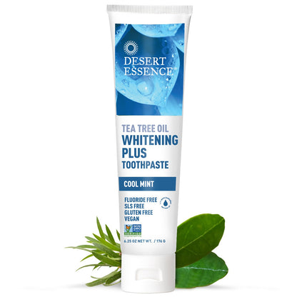 Desert Essence Tea Tree Oil Whitening Toothpaste - Fluoride Free, 6.25 oz