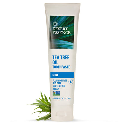 Desert Essence Tea Tree Oil Toothpaste – Mint, 6.25 oz (Pack of 2)