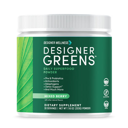 Designer Greens Powder with Prebiotics & Probiotics – 30 Servings | Designer Wellness