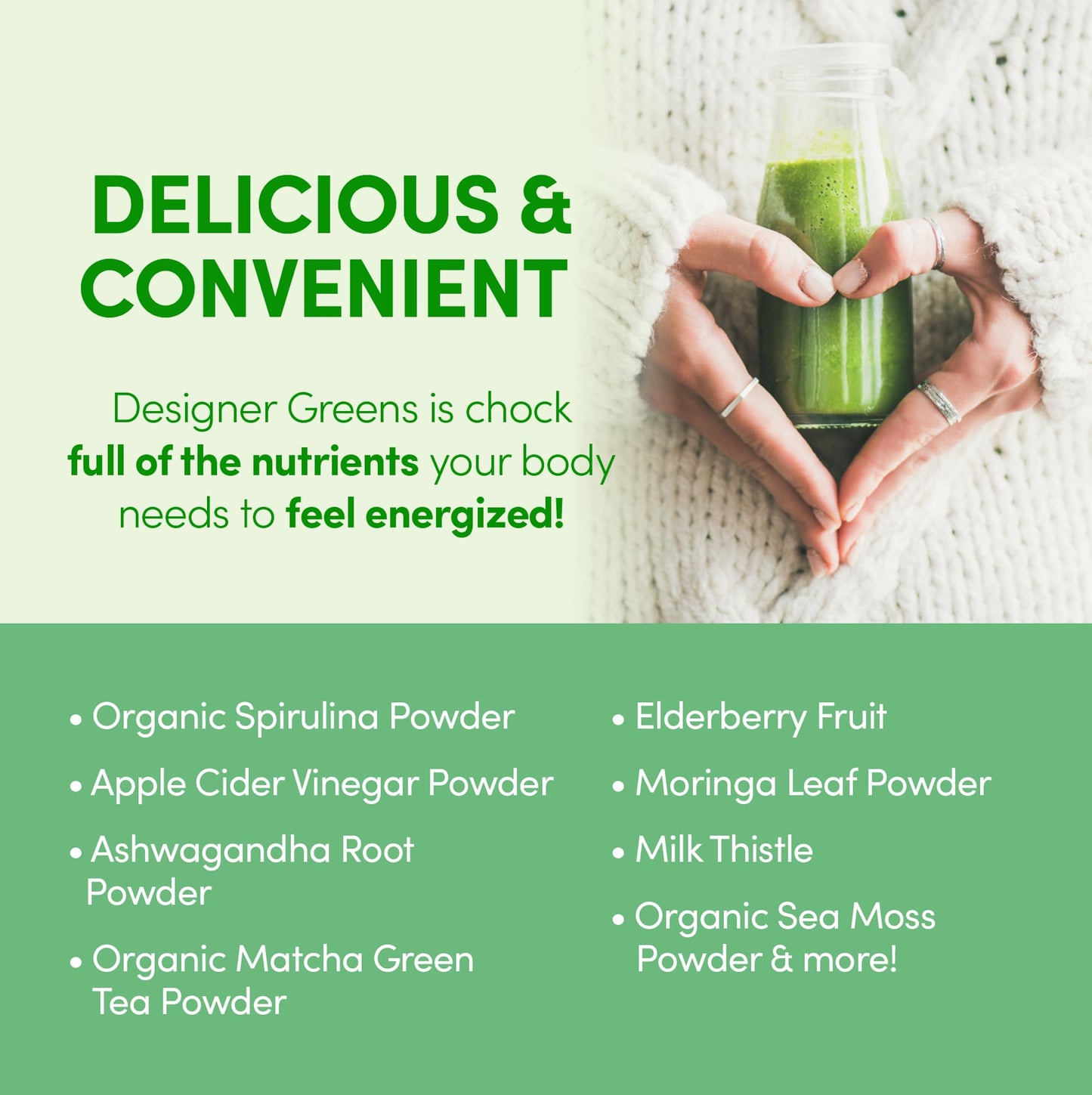 Designer Greens Powder with Prebiotics & Probiotics – 30 Servings | Designer Wellness