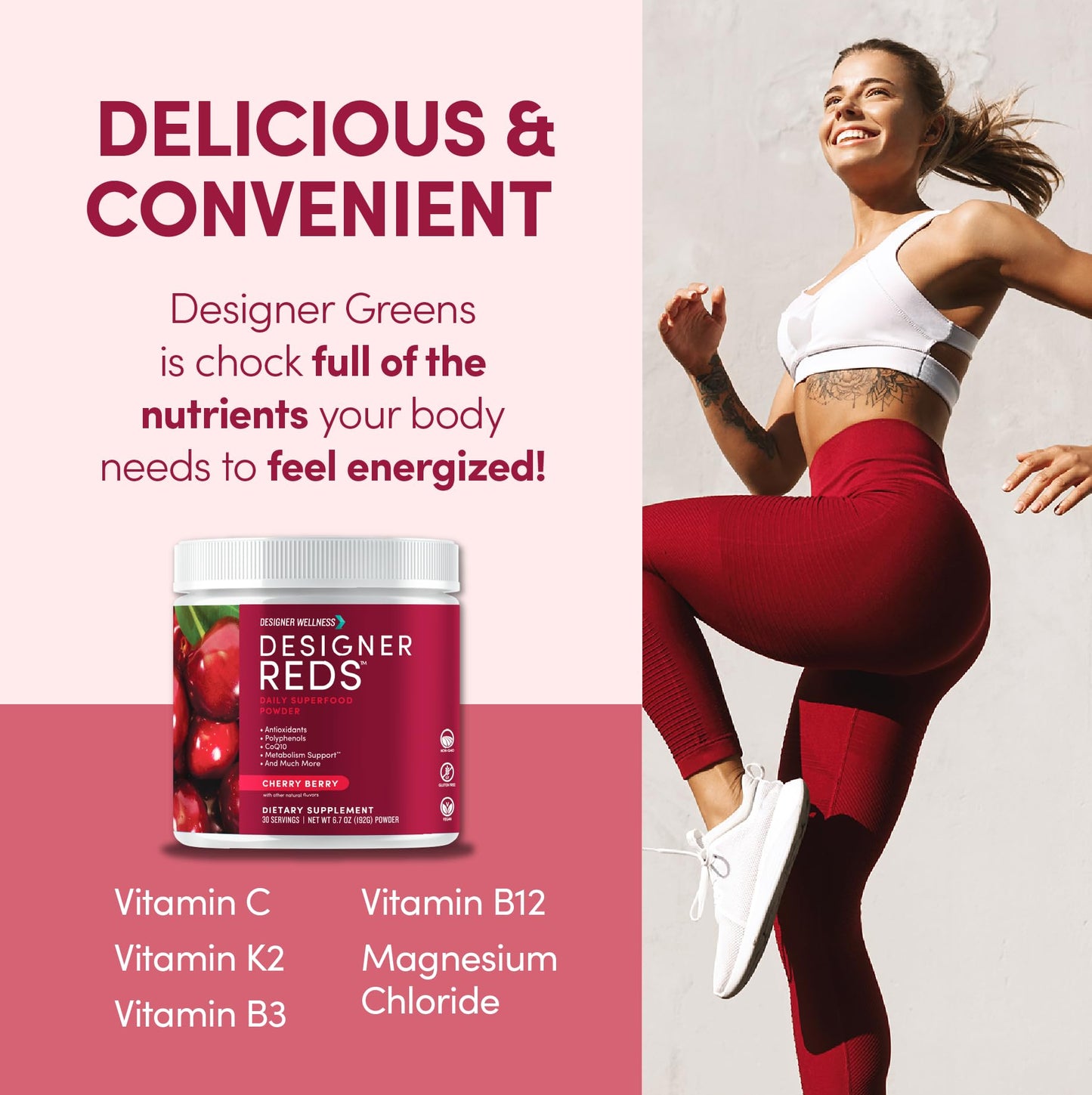 Designer Reds Beet Root Daily Superfood Powder – Cherry Berry, 30 Servings | Energy, Immunity, Digestive & Heart Health