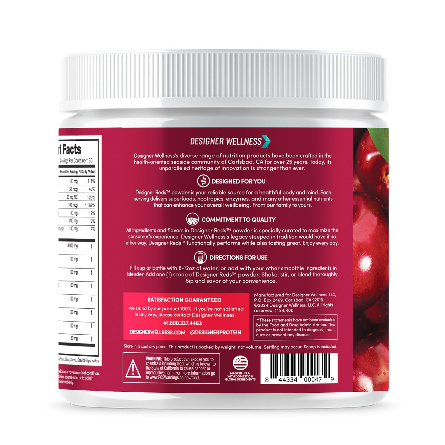 Designer Reds Beet Root Daily Superfood Powder – Cherry Berry, 30 Servings | Energy, Immunity, Digestive & Heart Health