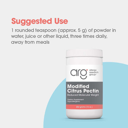 Allergy Research Group Citrus Pectin Powder - Modified Citrus Pectin for Detox & Digestive Health - 16 oz