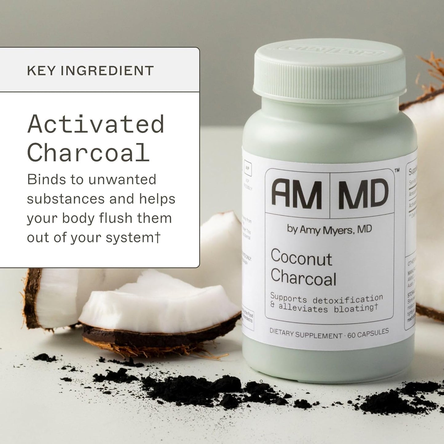 Coconut Charcoal Capsules – The Myers Way Protocol | Activated Charcoal for Gas & Toxin Support | 60 Capsules
