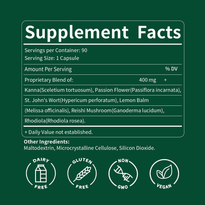 DetoxenNATURE Kanna Extract Power Capsules – Relaxation & Focus Support (90 Count)