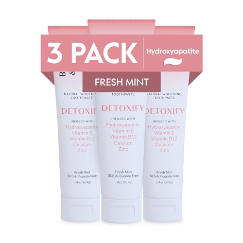 Better & Better Detoxify Hydroxyapatite Toothpaste – Fluoride & SLS Free, Fresh Mint, 3.4oz (3 Pack)