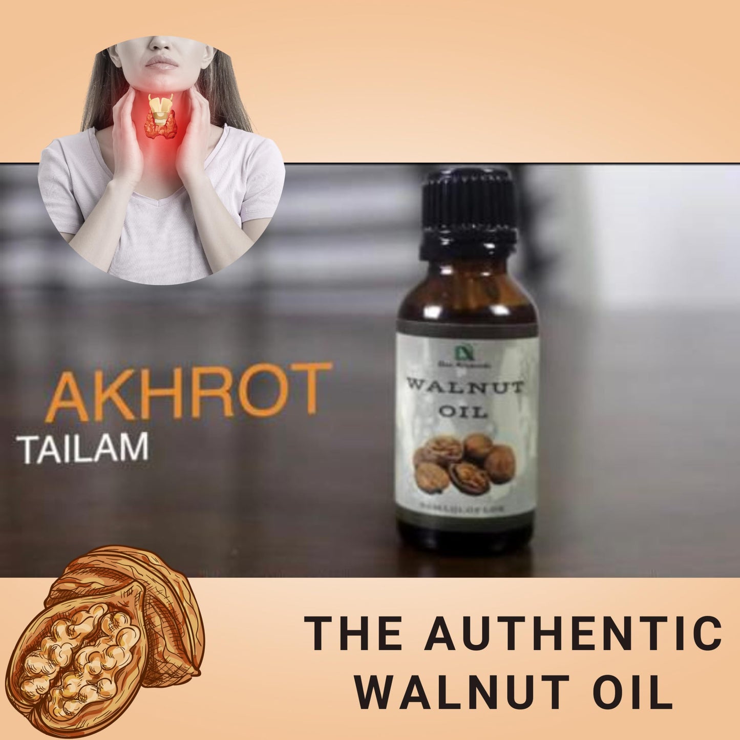 Dev Ayurveda Walnut Oil 100% Cold Pressed 30mL – Pack of Two (60mL) – The Original Thyroid Massage Oil