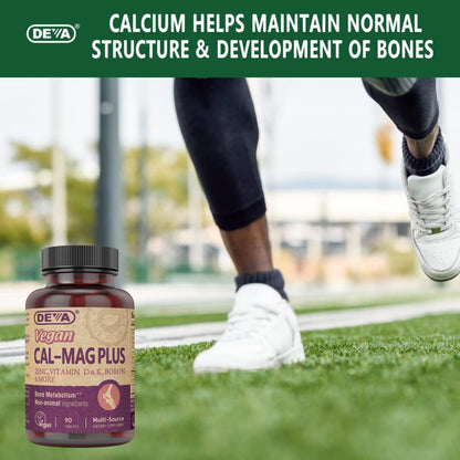 DEVA Vegan Calcium Magnesium Plus 2-Pack – Zinc, Vitamins C D K | 90 Tablets Each
