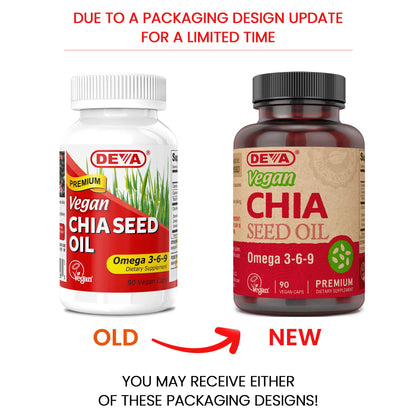 DEVA Chia Seed Oil – Vegan, Cold-Pressed, Omega-3, 90 Capsules (2-Pack)