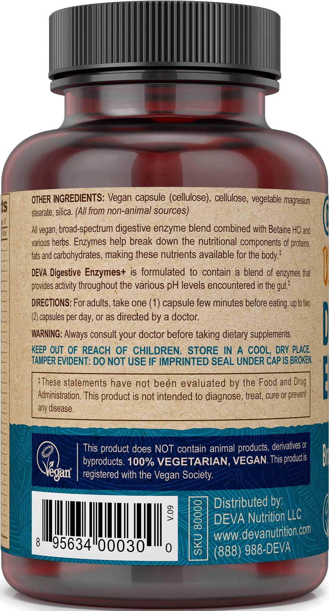 DEVA Vegan Digestive Enzymes Plus Supplement - 90 Capsules