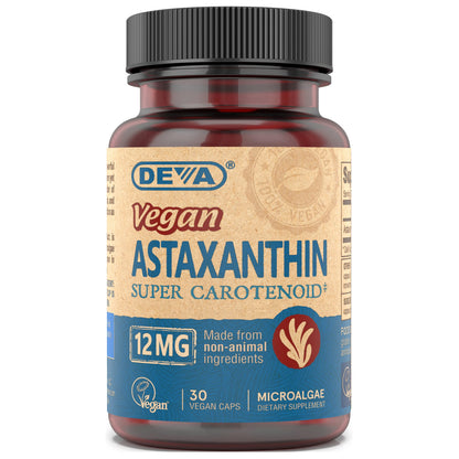 DEVA Nutrition Astaxanthin 12mg – Vegan, Haematococcus Pluvialis, 30 Capsules