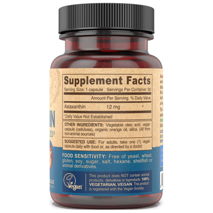 DEVA Nutrition Astaxanthin 12mg – Vegan, Haematococcus Pluvialis, 30 Capsules