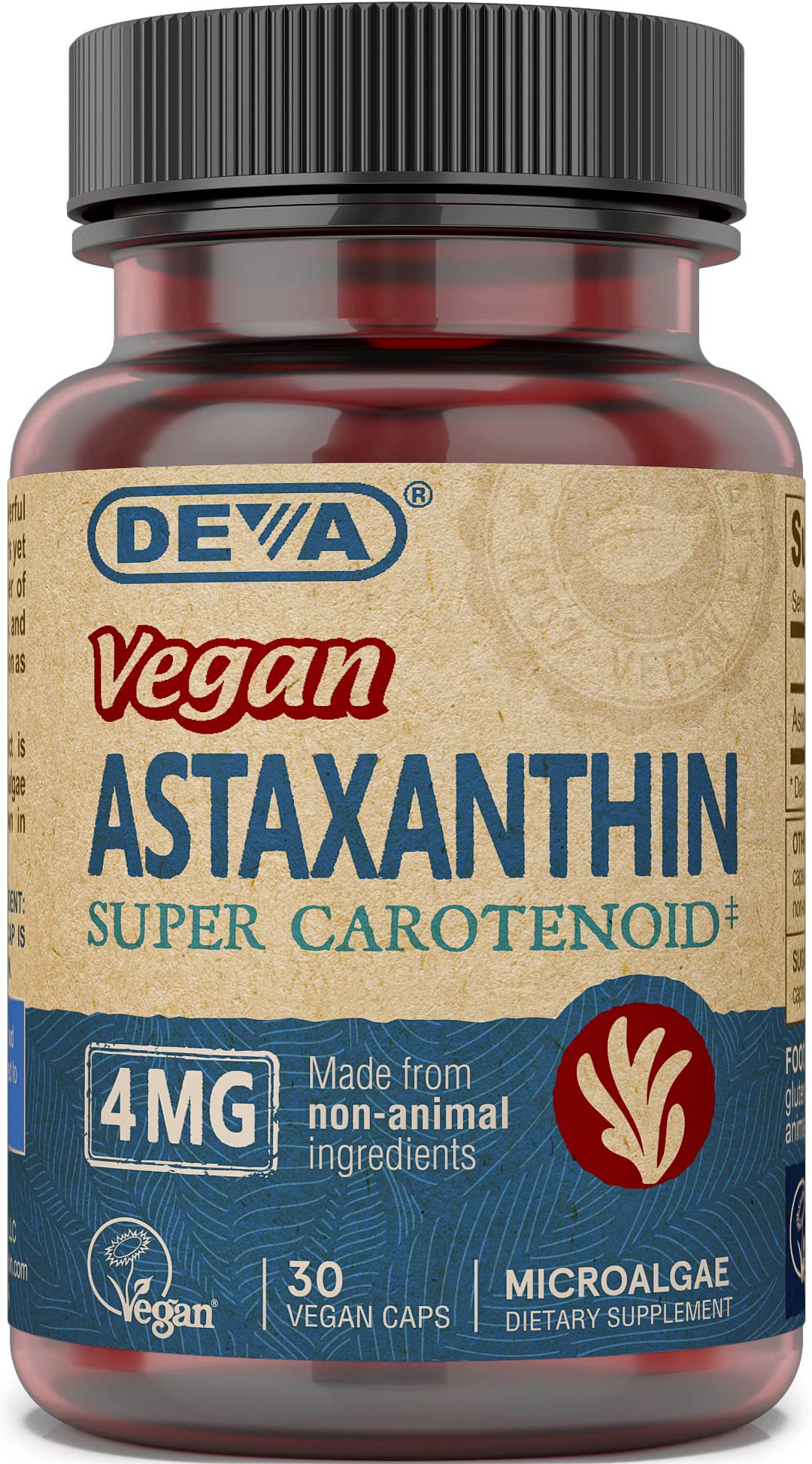DEVA Astaxanthin 4mg – Vegan, Haematococcus Pluvialis, 30 Capsules (2-Pack)