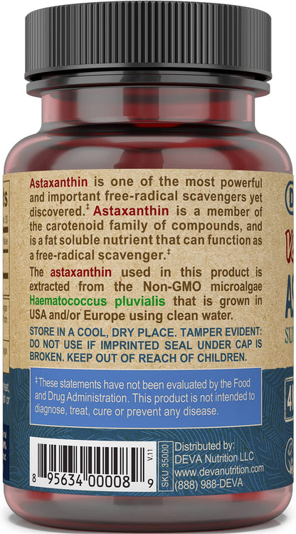 DEVA Astaxanthin 4mg – Vegan, Haematococcus Pluvialis, 30 Capsules (2-Pack)
