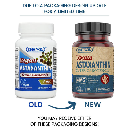 DEVA Nutrition Astaxanthin 4mg – Vegan, Non-GMO Haematococcus Pluvialis – 30 Capsules