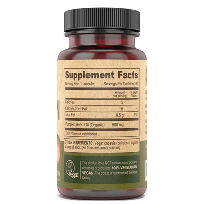 DEVA Nutrition Vegan Pumpkin Seed Oil 500 mg – Cold-Pressed & Unrefined | 90 Capsules