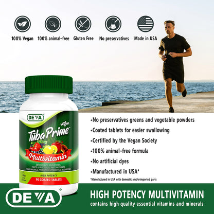DEVA Tuba Prime Vegan Multivitamin – Iron-Free, High-Potency Vitamins & Minerals