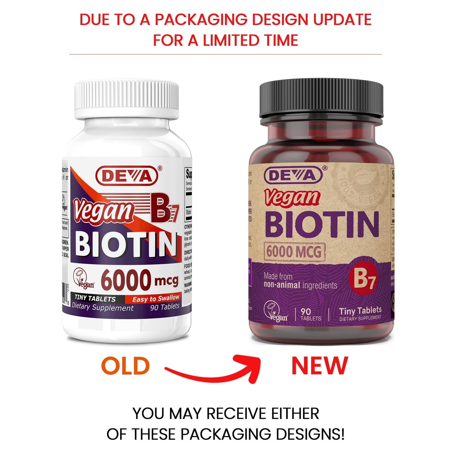 DEVA Vegan Biotin 6000 mcg – Easy-to-Swallow Vitamin B7 (90 Tablets)