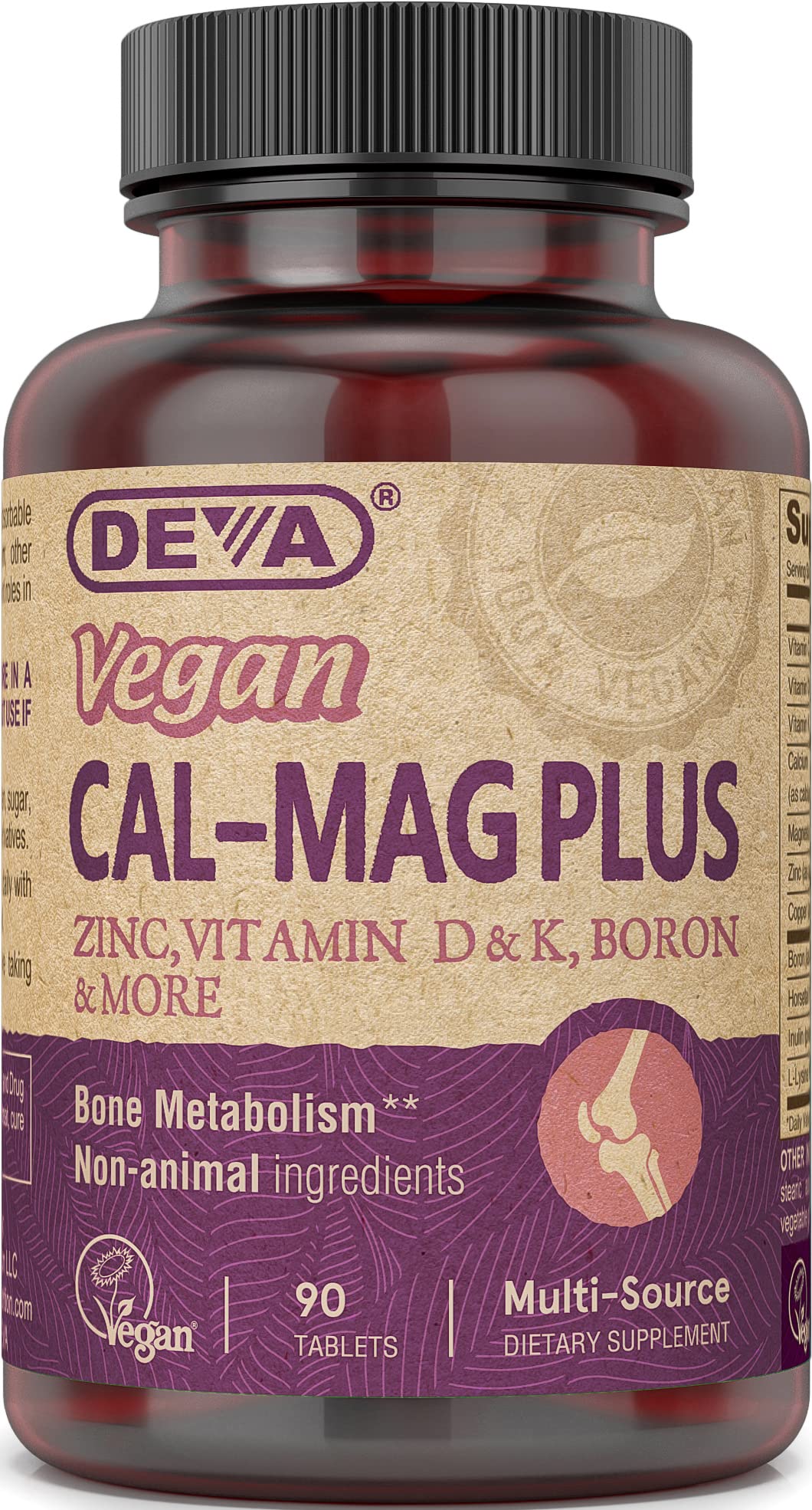 DEVA Vegan Calcium Magnesium Plus Zinc – 90 Tablets