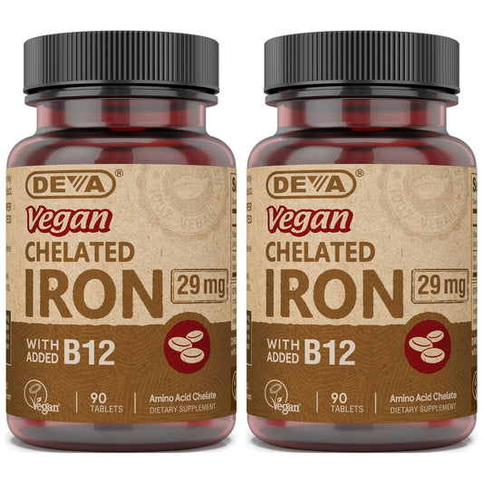 DEVA Nutrition Vegan Chelated Iron 29 mg with B-12 – 90 Tablets, 2-Pack BritishVita | Premium UK Vitamins & Wellness Supplements