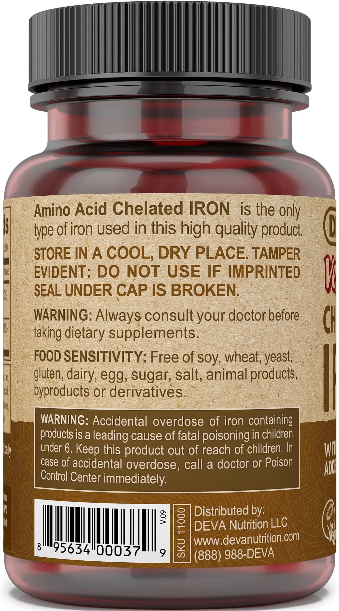 DEVA Nutrition Vegan Chelated Iron 29 mg with B-12 – 90 Tablets, 2-Pack