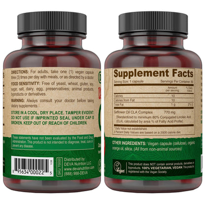 DEVA Vegan CLA 2-Pack – Non-GMO Safflower Oil, 90 Vegan Caps