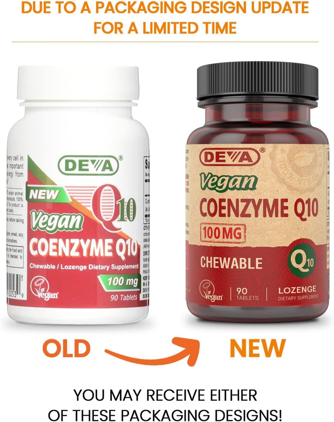 DEVA Vegan Coenzyme Q10 100mg - Chewable, 90 Tablets, Pack of 2