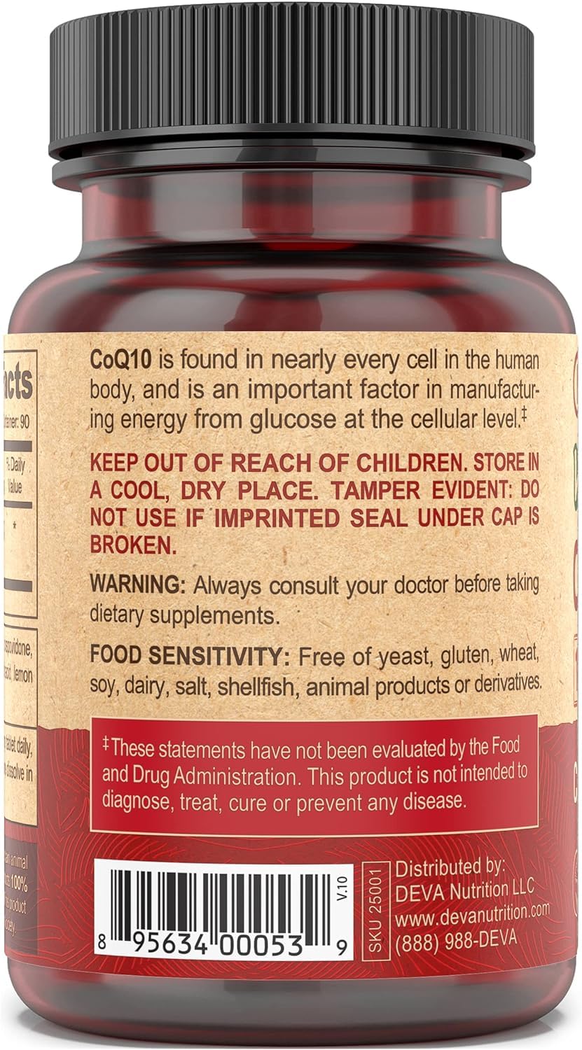 DEVA Vegan Coenzyme Q10 100mg - Chewable, 90 Tablets, Pack of 2