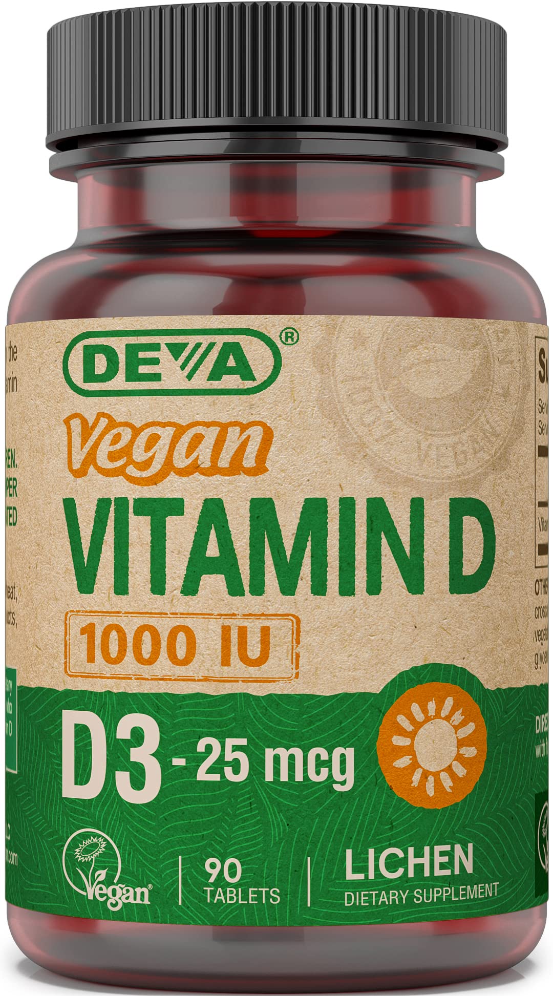 DEVA Vegan Vitamin D3 1000 IU | Plant-Derived Cholecalciferol - 90 Tablets