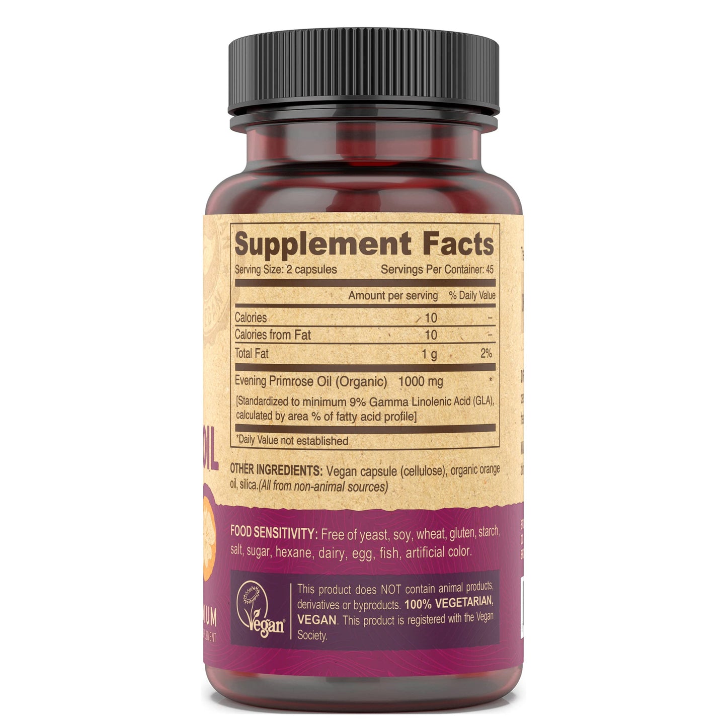 DEVA Vegan Evening Primrose Oil – Organic, Cold-Pressed, Unrefined, 90 Capsules