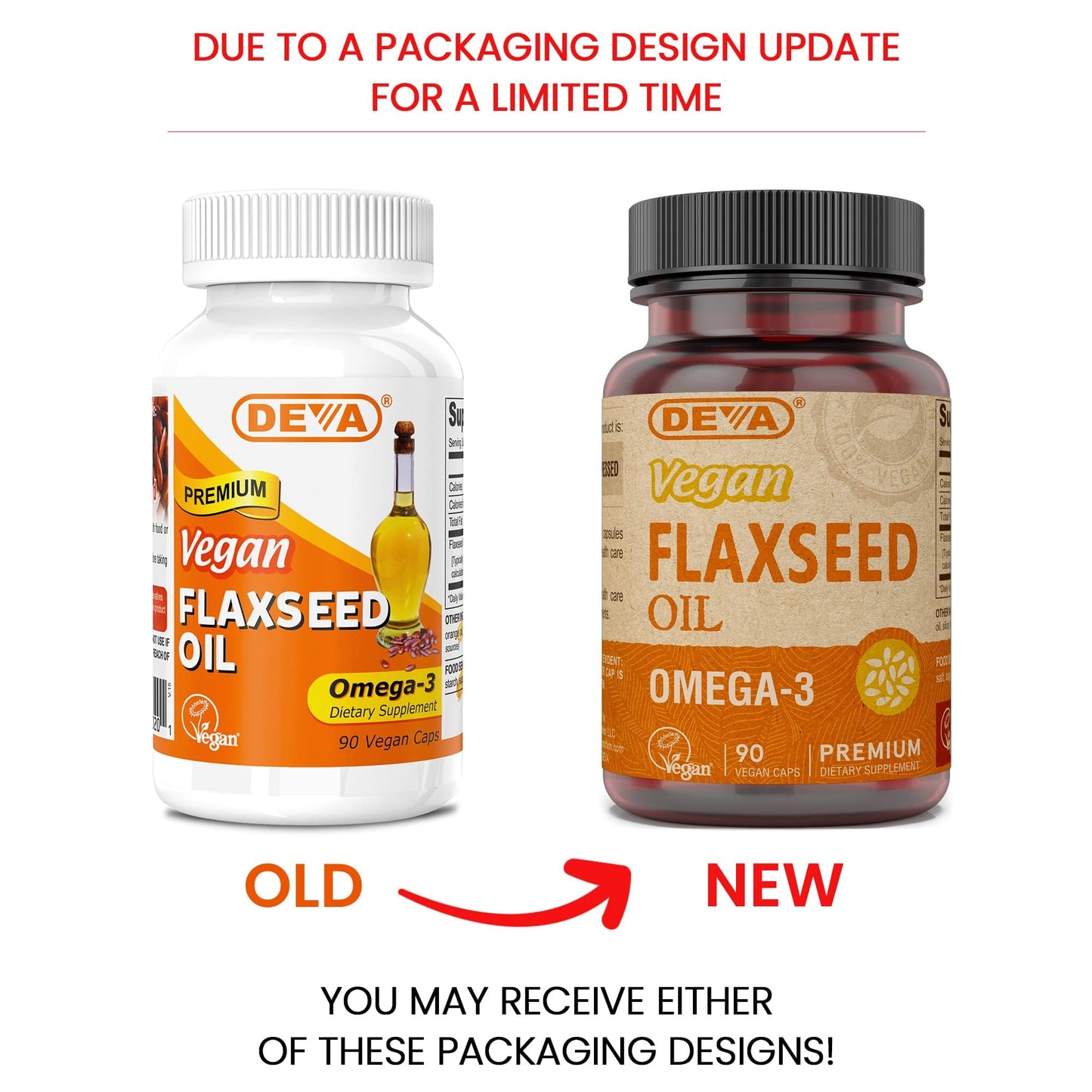 DEVA Vegan Flaxseed Oil - 90 Vcaps | Organic Cold-Pressed Omega-3