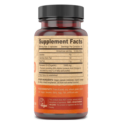 DEVA Vegan Flaxseed Oil - 90 Vcaps | Organic Cold-Pressed Omega-3