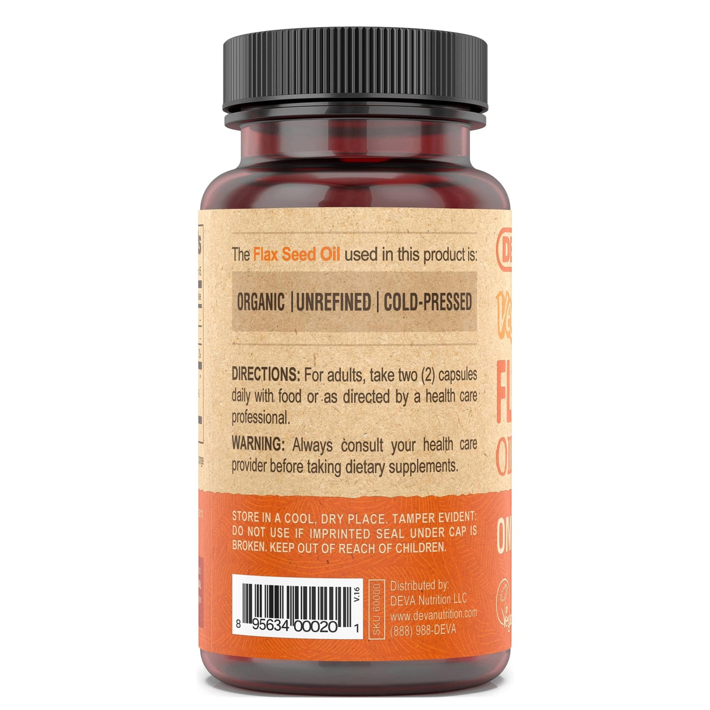DEVA Vegan Flaxseed Oil - 90 Vcaps | Organic Cold-Pressed Omega-3