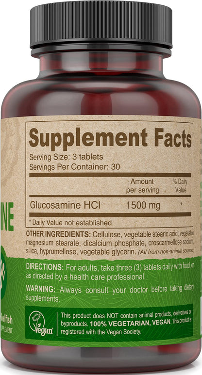 DEVA Vegan Glucosamine Tablets – 90-Count Bottle | 100% Vegan, Non-GMO