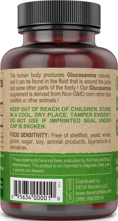 DEVA Vegan Glucosamine Tablets – 90-Count Bottle | 100% Vegan, Non-GMO