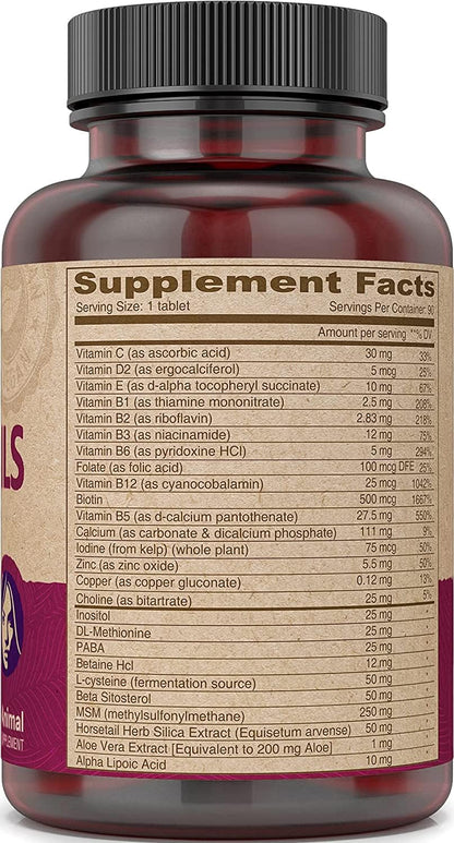 DEVA Vegan Hair, Nails & Skin Supplement - 500 mcg Biotin per Tablet - Pack of 2