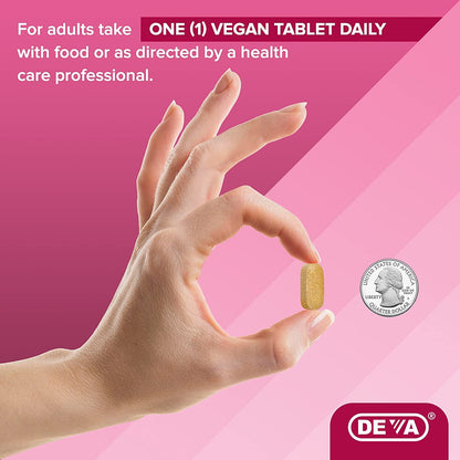 DEVA Vegan Hair, Nails & Skin Supplement - 500 mcg Biotin per Tablet - Pack of 2