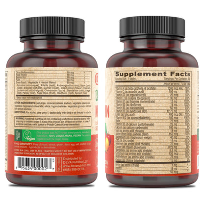 DEVA Vegan Multivitamin & Mineral with Iron – 2-Pack (90 Tablets Each)