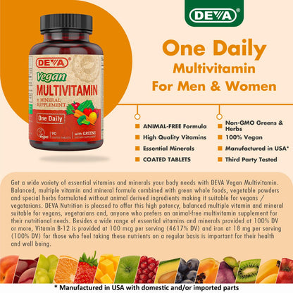 DEVA Vegan Multivitamin & Mineral with Iron – 2-Pack (90 Tablets Each)