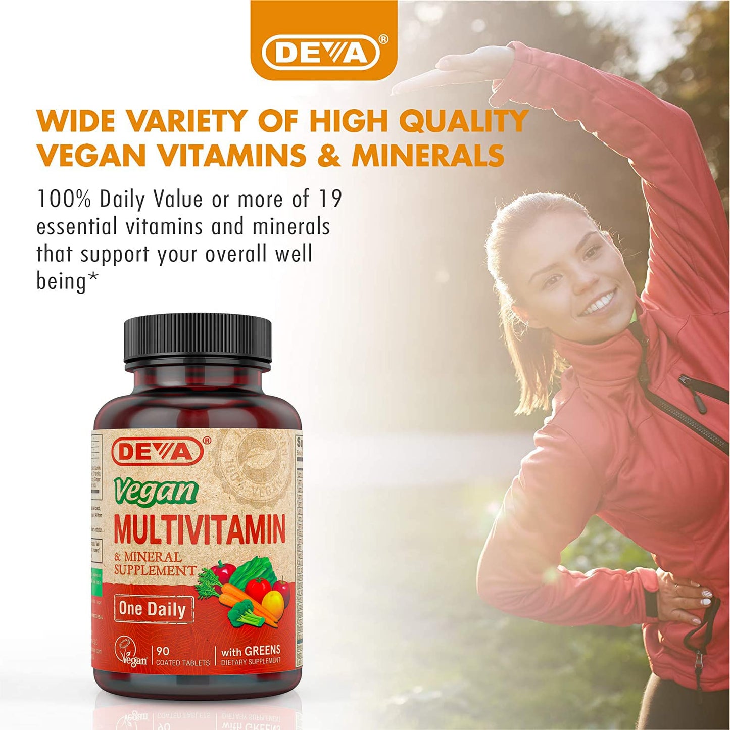 DEVA Vegan Multivitamin & Mineral with Iron – 2-Pack (90 Tablets Each)
