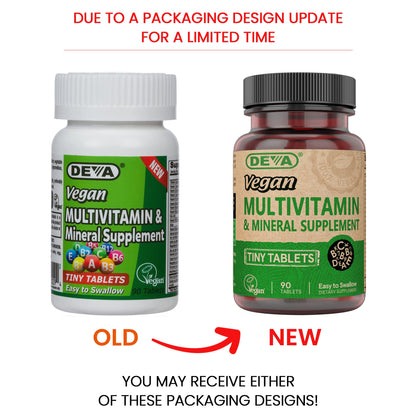 DEVA Vegan Multivitamin for Women & Men – Iron, C, E, B-Complex, Zinc | 90 Tiny Tablets