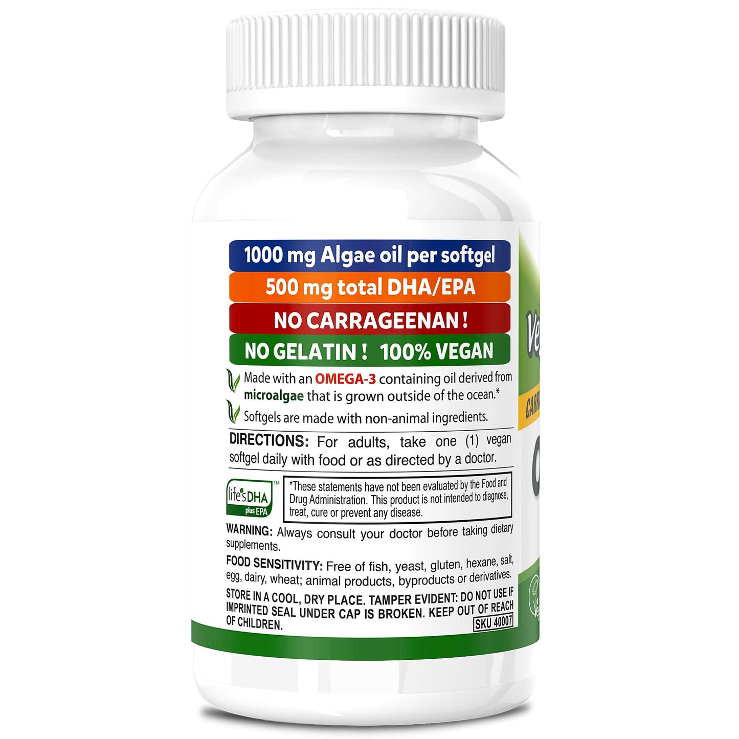DEVA Vegan Omega-3 DHA-EPA 500MG – Algae-Derived, Non-GMO, Gelatin-Free Softgels | 60 Count